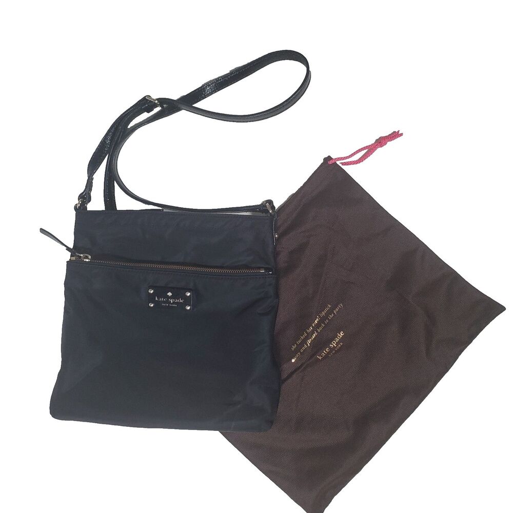 Kate Spade Women’s Crossbody Bag Medium Black Nylon Gold Hardware Lightweight